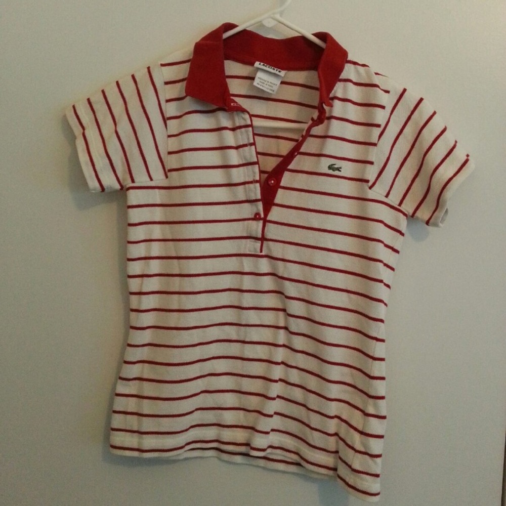 Lacoste Striped Red Top